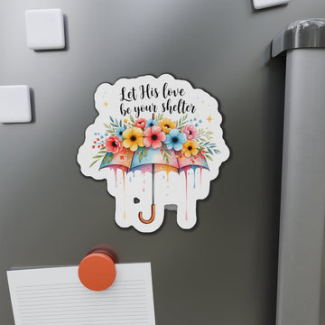 STK16 Let His Love Be Your Shelter Christian Sticker – Waterproof Vinyl Faith Quote Decal – 3 Inch Jesus Floral Umbrella Sticker for Laptop, Water Bottle, Notebook