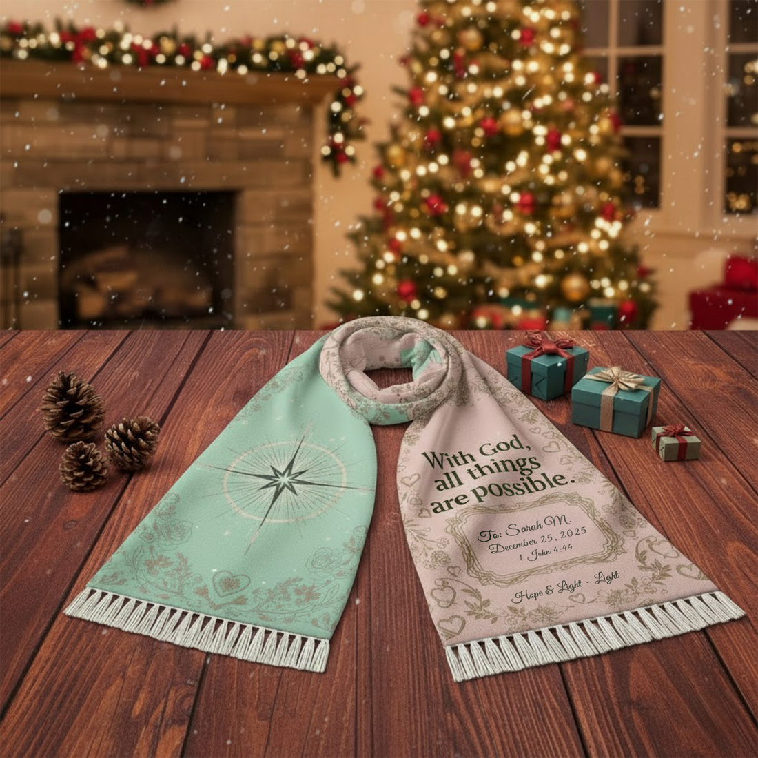 Personalized Christian Scarf | With God All Things Are Possible Scarf | Bible Verse Faith Gift | Religious Winter Shawl|SCR04