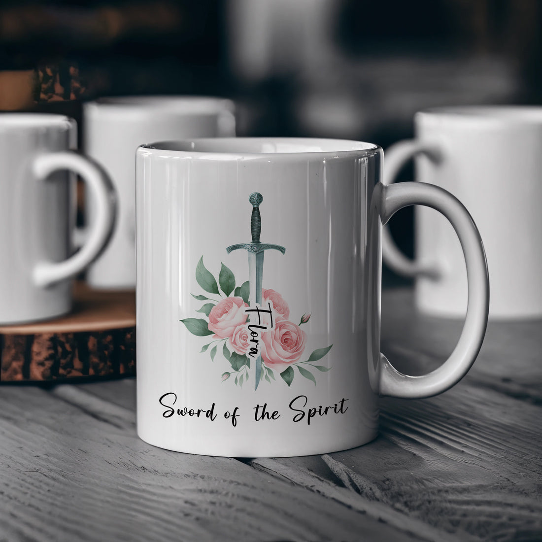 Custom Sword of the Spirit Mug, Personalized Christian Gift for Her, Floral Bible Verse Coffee Cup, Faith Inspirational Mug, coffee mug