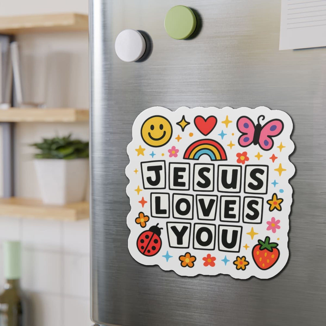 STK66 Jesus Loves You Sticker – Cute Christian Vinyl Decal for Laptop, Water Bottle, Notebook – Faith Based Inspirational Gift