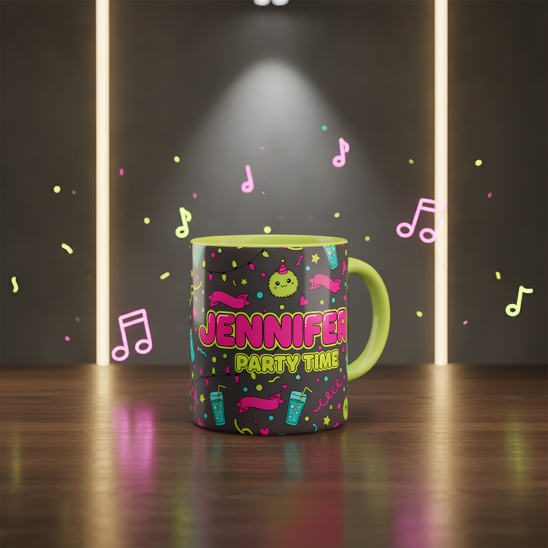 Custom Name Neon Party Mug Gift for Friends, Personalized Colorful Coffee Cup for Birthday Celebration, Cute Fun Drink Cup for Party Lovers| Mug 03