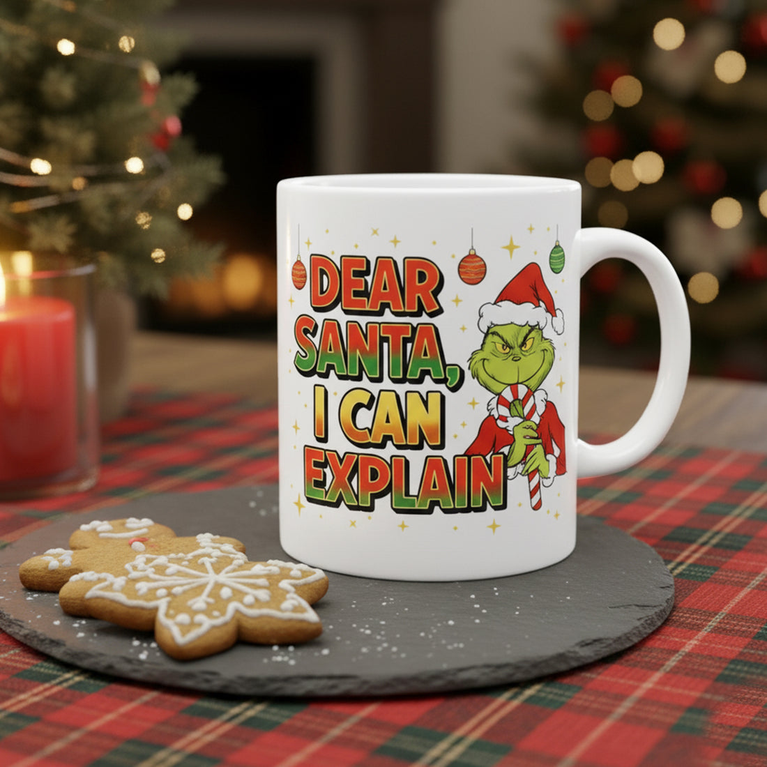 Funny Christmas Grinch Mug Gift, Dear Santa I Can Explain Holiday Coffee Cup, Cute Grinchmas Mug For Family Friends| Mug 10