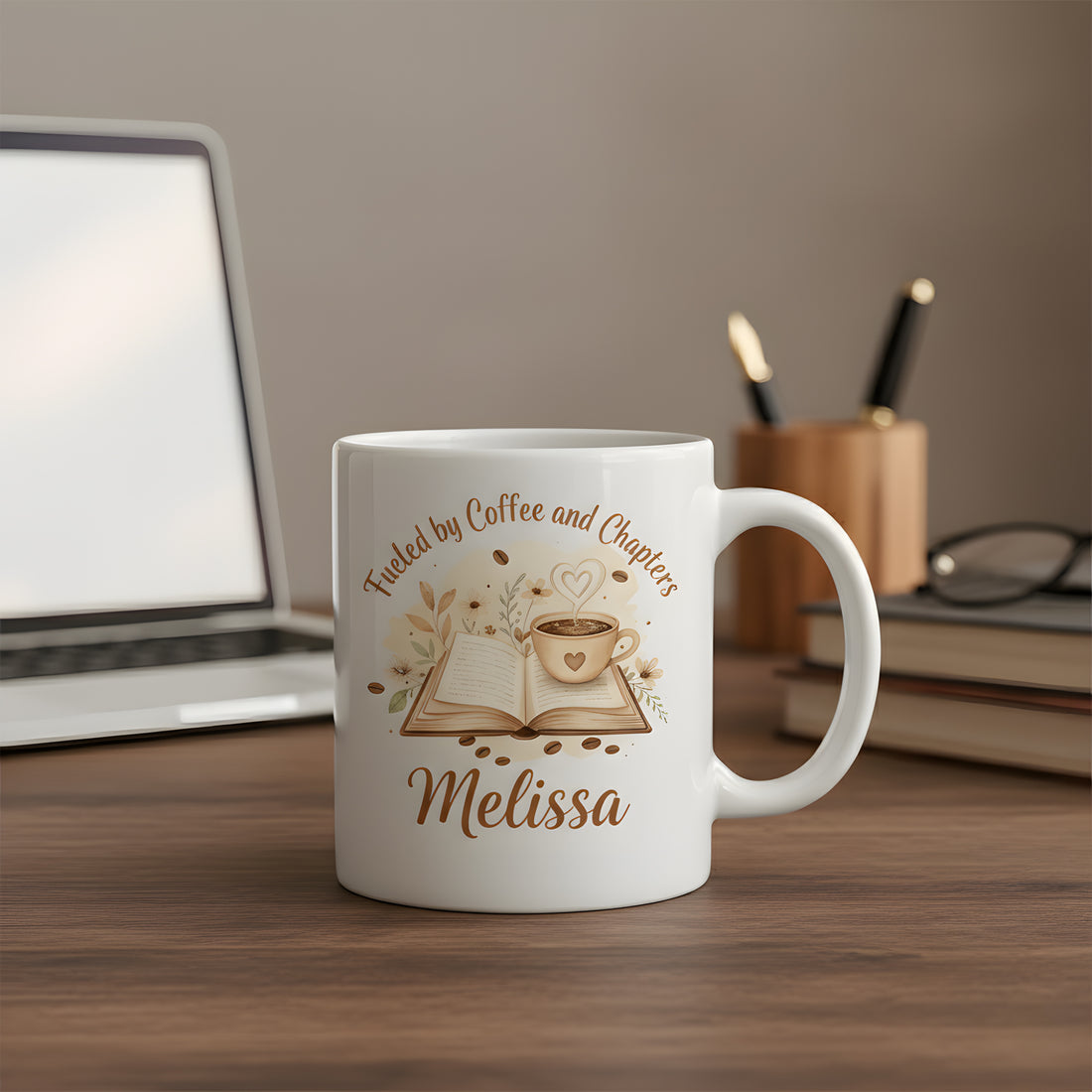 Coffee Lover Mug Personalized, Custom Name Coffee Cup, Book Lover Gift Mug, Fuelled by Coffee and Chapters, Reading Mug Gift| Mug 56