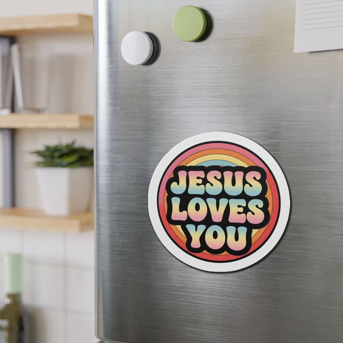 STK92 Jesus Loves You Retro Sticker – Christian Faith Vinyl Decal for Laptop, Water Bottle, Journal – Inspirational Bible Quote Gift