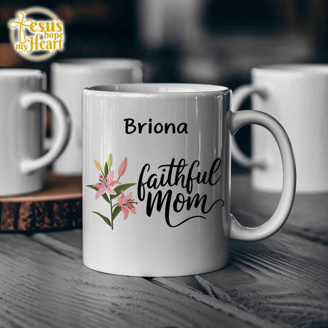 Personalized Faithful Mom Mug, Custom Name Christian Gift for Mother, Floral Ceramic Coffee Cup, Mother's Day Mug for Her, 11oz 15oz