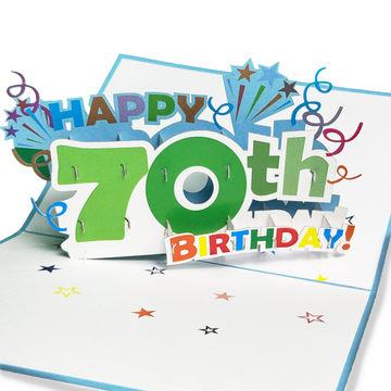 3D Pop Up Card for 70th Birthday – Colorful Fun Design, Cute Birthday Card for Mom, Dad, or Grandparents