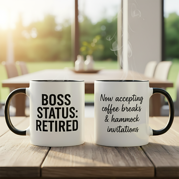Retirement Mug, Boss Gift, Funny Coffee Mug, Retired Gift For Coworker, Office Mug Present, Funny Boss Status Retired Mug|Mug 46