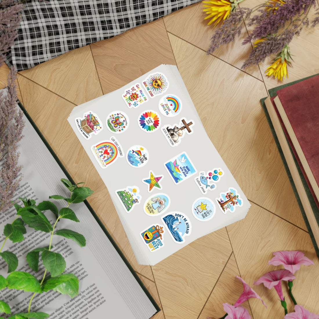 STK34 Christian Kids Sticker Combo – Bible Verse Vinyl Stickers for Children, Faith Based Gifts, Waterproof Jesus Stickers Set