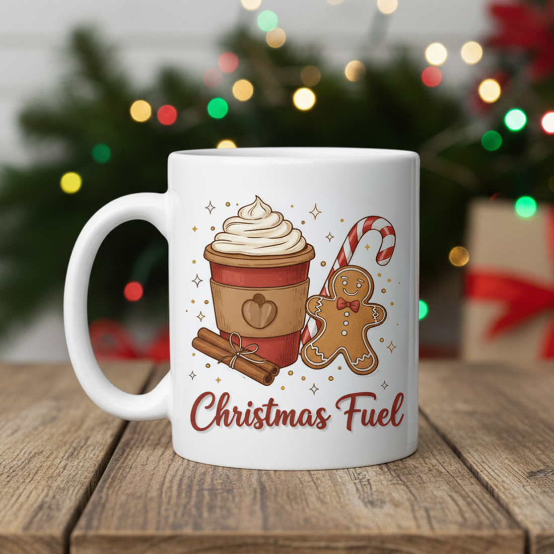 Christmas Fuel Mug – Cute Gingerbread Coffee Cup, Holiday Hot Chocolate Mug, Festive Christmas Gift, Cozy Winter Mug for Coffee Lovers| Mug22