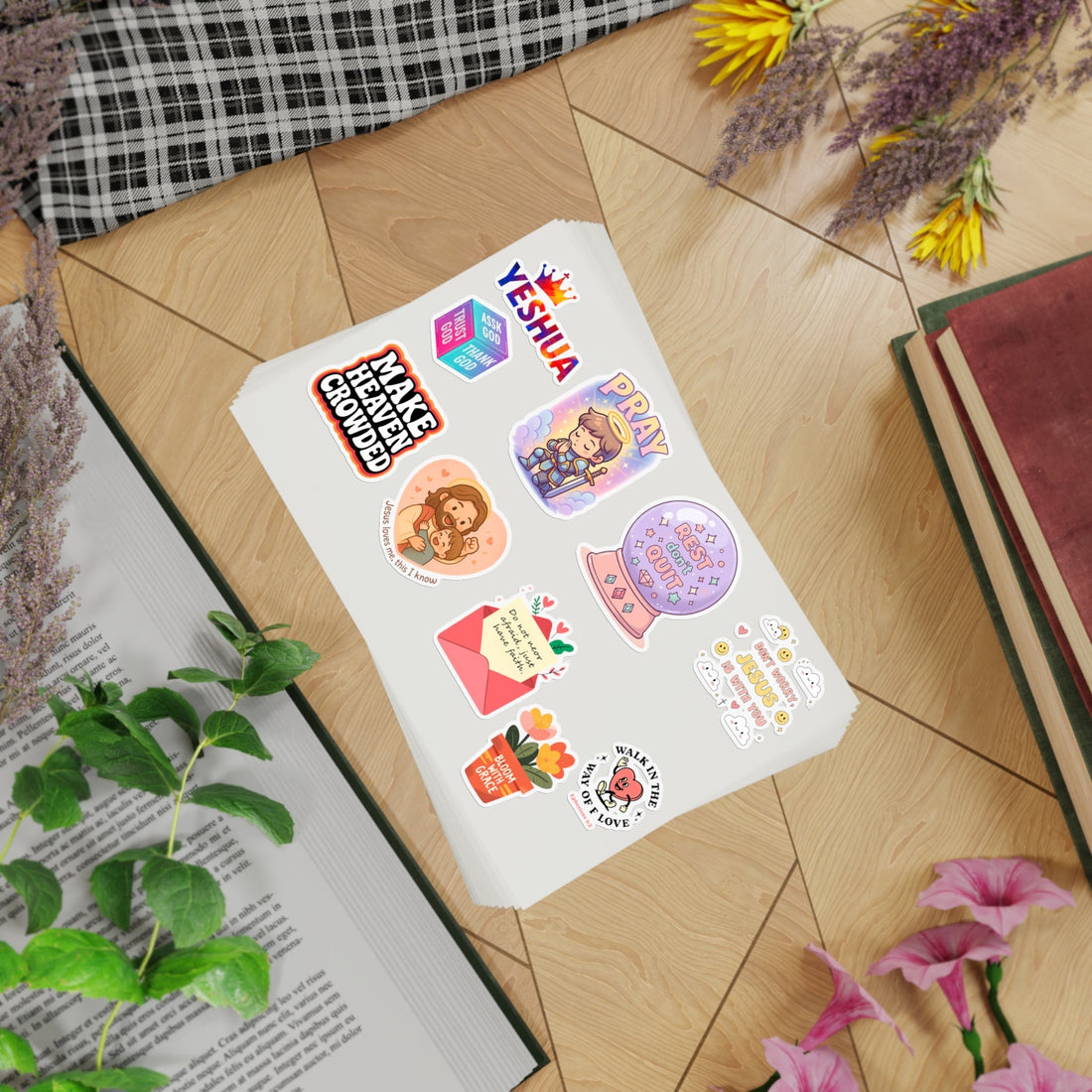 STK09 Cute Christian Sticker Pack – Inspirational Faith Vinyl Decals for Laptop, Journal, Water Bottle – Bible Verse Gift Set