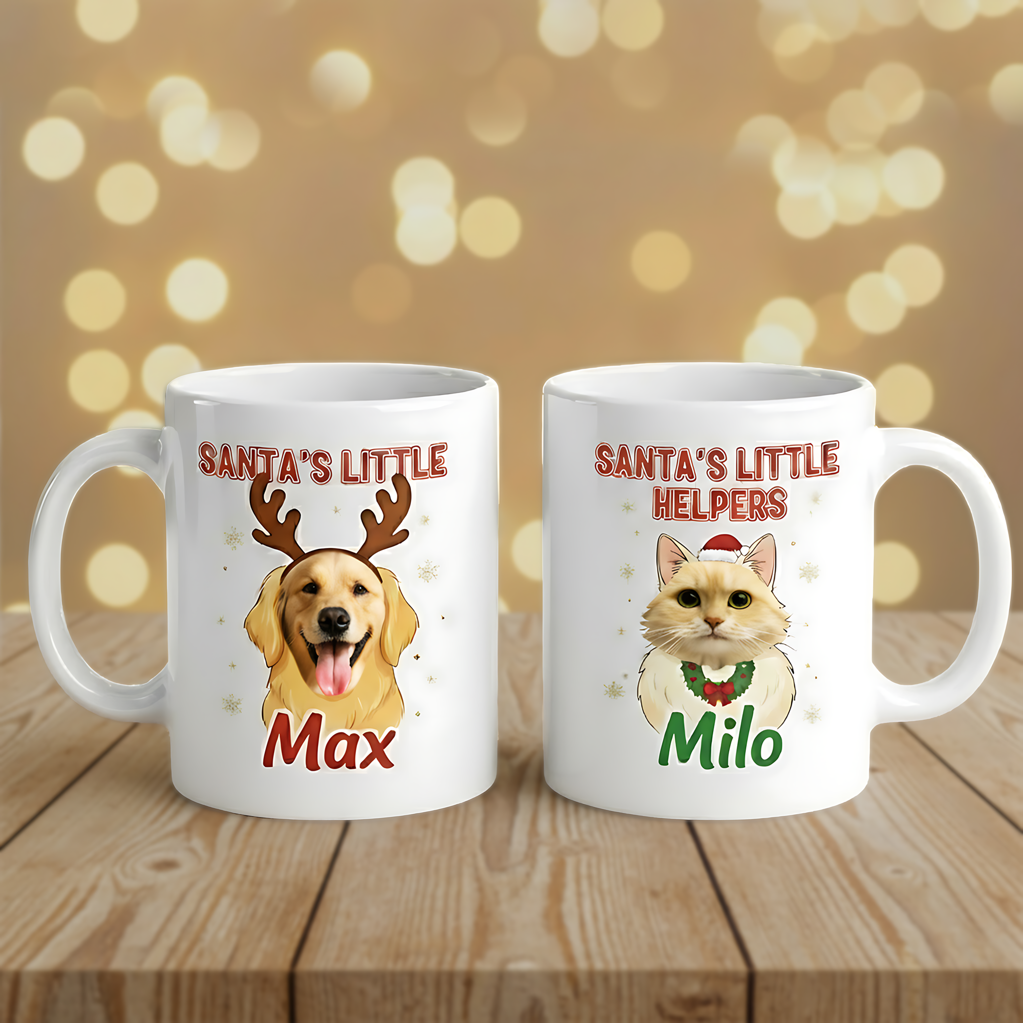 Christmas Mug Personalized Pet Photo, Custom Dog Cat Mug Gift, Santa Little Helpers Mug, Holiday Coffee Cup, Cute Xmas Pet Gift| Mug 15