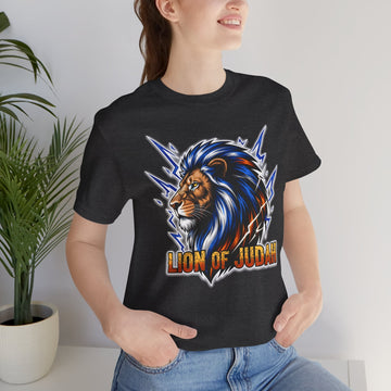 Lion of Judah Christian T-Shirt – Bold Electric Lion Design – Religious Faith Graphic Tee for Men & Women, Jesus Bible Shirt Gift
