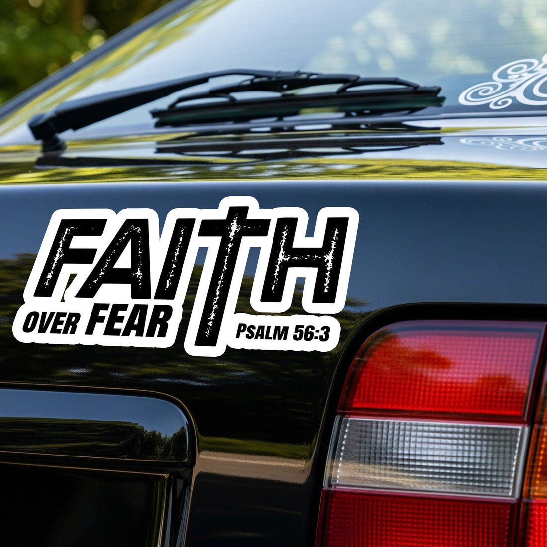 STK51 Faith Over Fear Christian Sticker – Psalm 56:3 Vinyl Decal with Cross Design – Waterproof Bible Verse Sticker for Laptop, Bottle, Journal