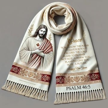Christian Jesus Christmas Scarf | Psalm 46:5 & Jeremiah 29:11 Verse | Faith Scripture Shawl | Religious Gift of Grace & Hopel|SCR03