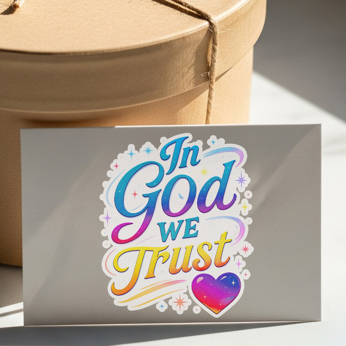 STK94 In God We Trust Christian Sticker – Rainbow Bible Quote Vinyl Decal for Laptop, Water Bottle, Faith Gift