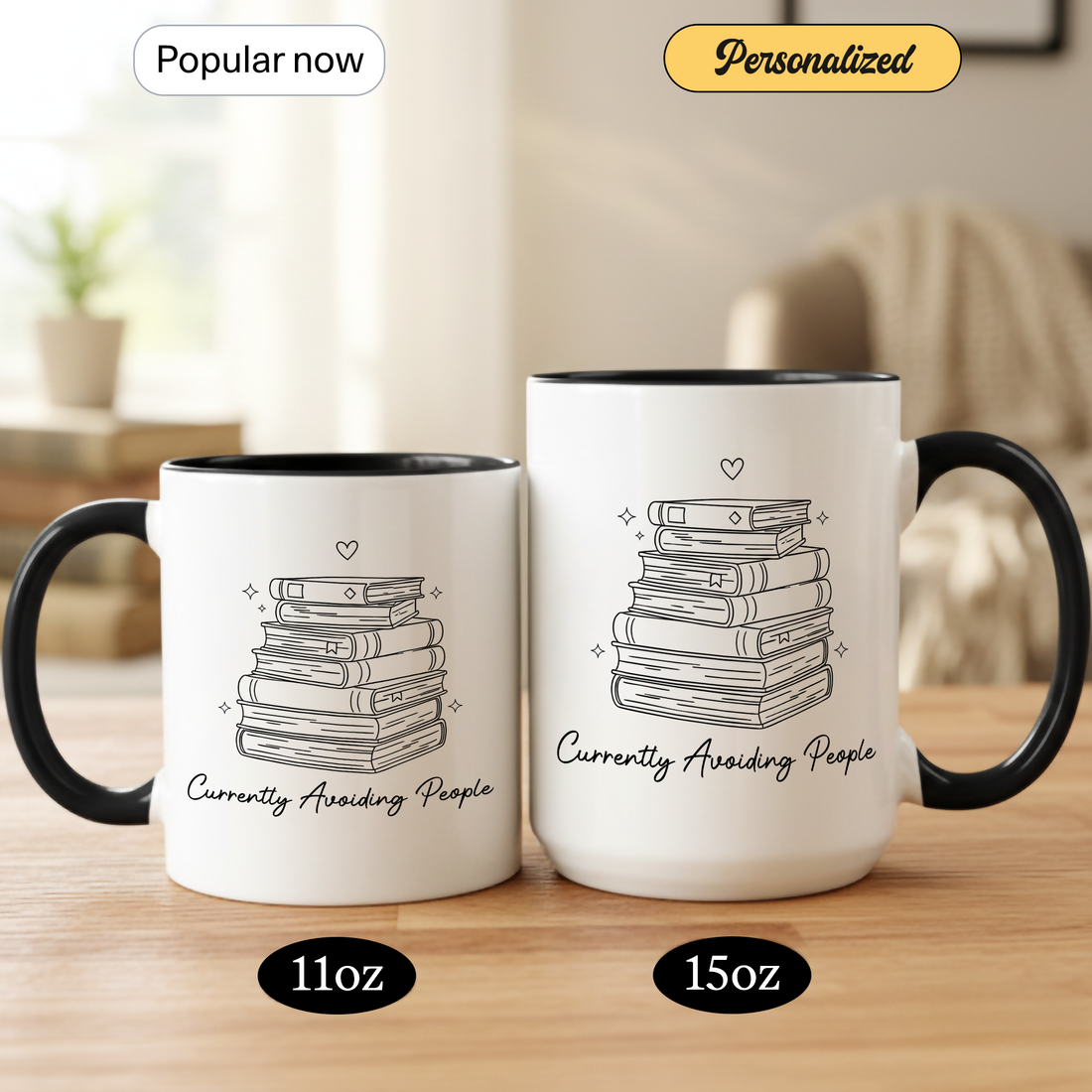 Introvert Gift Mug for Her/Him | Personalized "Avoiding People" Home Decor | Custom Funny Book Lover Cup| Mug 135
