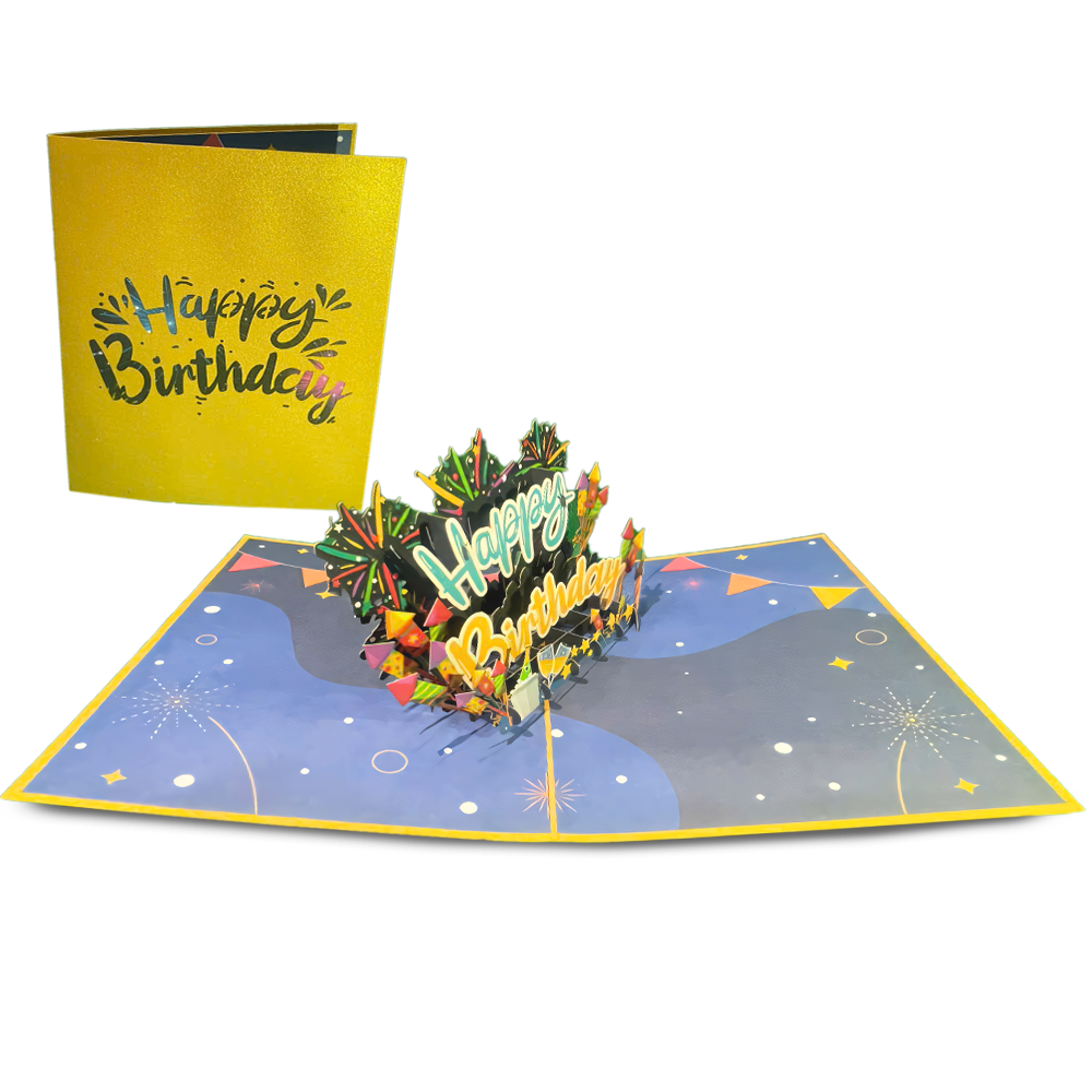 3D Pop Up Happy Birthday Card – Colorful Firework Surprise Card for Him, Her, Kids – Fun and Unique Birthday Greeting