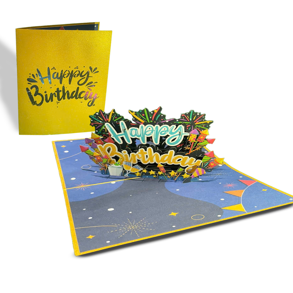 3D Pop Up Happy Birthday Card – Colorful Firework Surprise Card for Him, Her, Kids – Fun and Unique Birthday Greeting