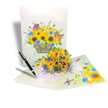 3D Sunflower Pop Up Card – Handmade Flower Greeting Card for Mom, Birthday, Mother’s Day, Thank You, or Get Well Wishes