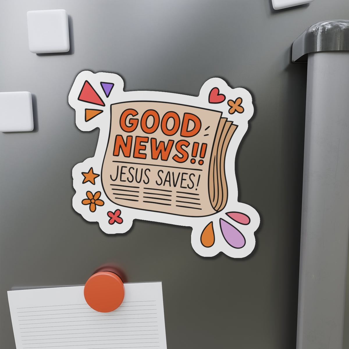 STK07 Good News Jesus Saves Sticker – Christian Vinyl Decal for Laptop, Water Bottle, Journal – Faith Based Gospel Gift Idea