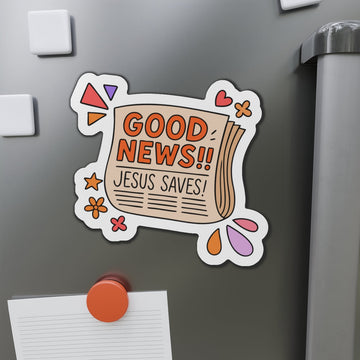 STK07 Good News Jesus Saves Sticker – Christian Vinyl Decal for Laptop, Water Bottle, Journal – Faith Based Gospel Gift Idea