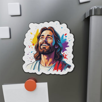 STK17 Smiling Jesus Sticker – Christian Vinyl Waterproof Decal, 3 Inch Faith Sticker for Laptop, Water Bottle, Bible Journal Gift