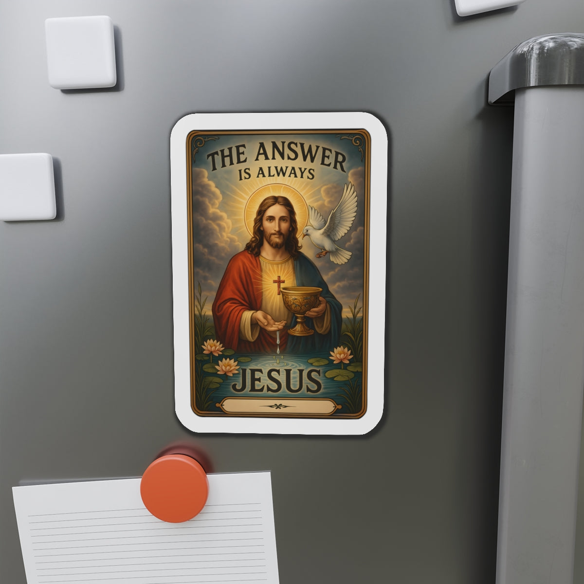 STK06 The Answer is Always Jesus Sticker – Christian Religious Vinyl Decal for Laptop, Water Bottle, Journal – Faith Based Gift