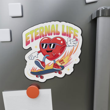 STK50 Eternal Life Christian Sticker – Heart Skateboard Design with John 3:16 Bible Verse – Fun Faith-Based Vinyl Decal for Laptop, Bottle, Gift