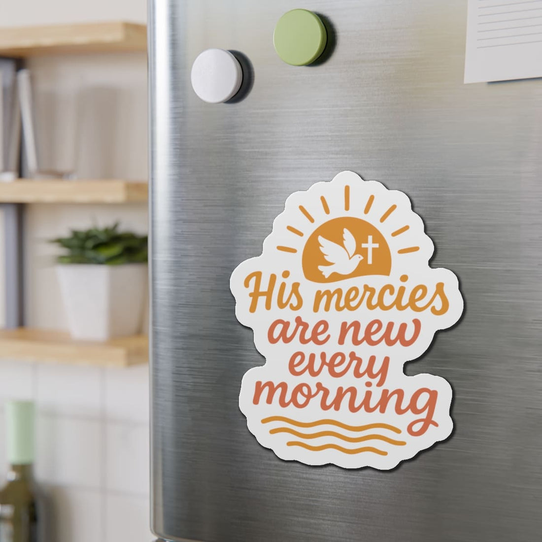 STK52 His Mercies Are New Every Morning Christian Sticker – Waterproof Faith Vinyl Decal for Laptop, Journal, Fridge, Gift for Believers