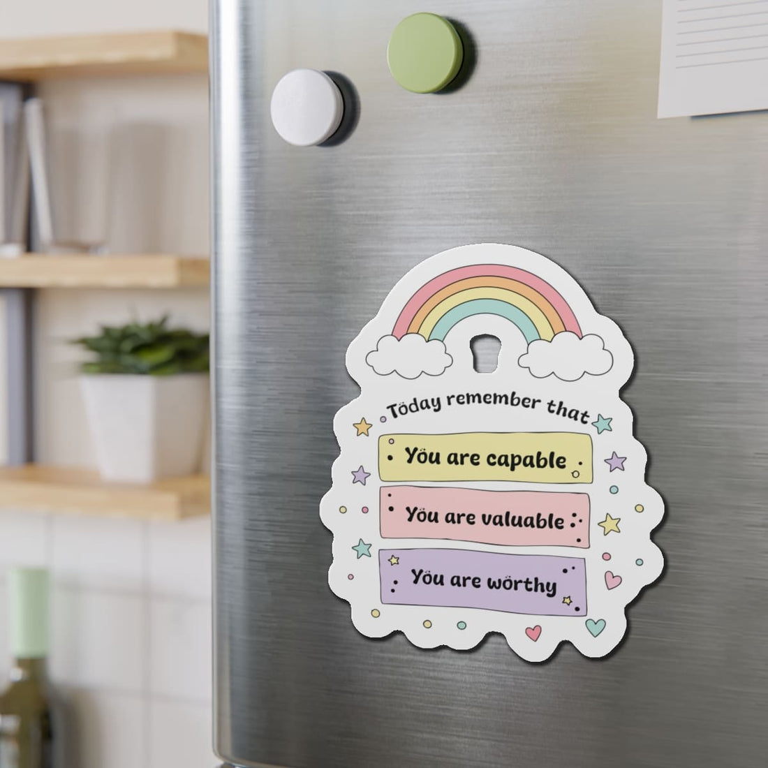 STK83 Inspirational Rainbow Sticker – You Are Capable Valuable Worthy – Positive Vinyl Decal for Laptop, Water Bottle, Notebook