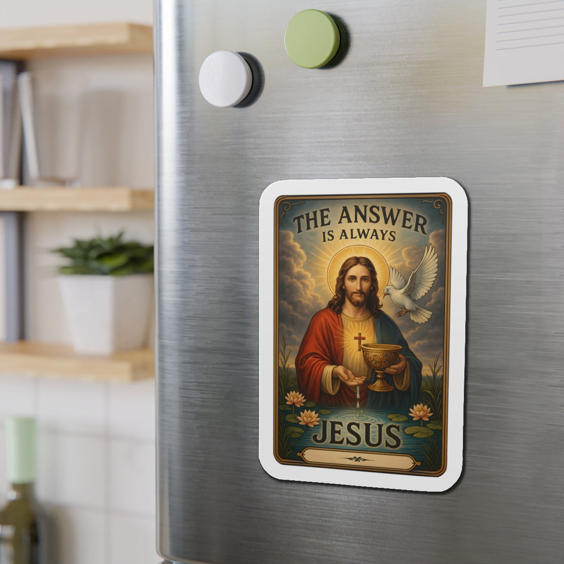 STK06 The Answer is Always Jesus Sticker – Christian Religious Vinyl Decal for Laptop, Water Bottle, Journal – Faith Based Gift