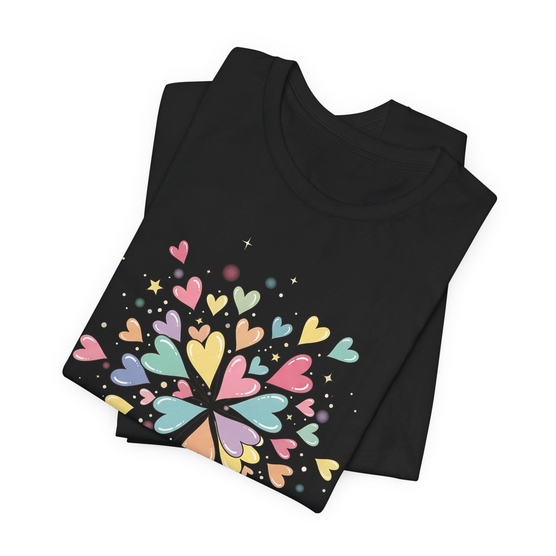 Loved by Jesus Shirt – Cute Christian T-Shirt with Colorful Hearts, Faith Graphic Tee, Bible Verse Gift for Women, God’s Love Apparel