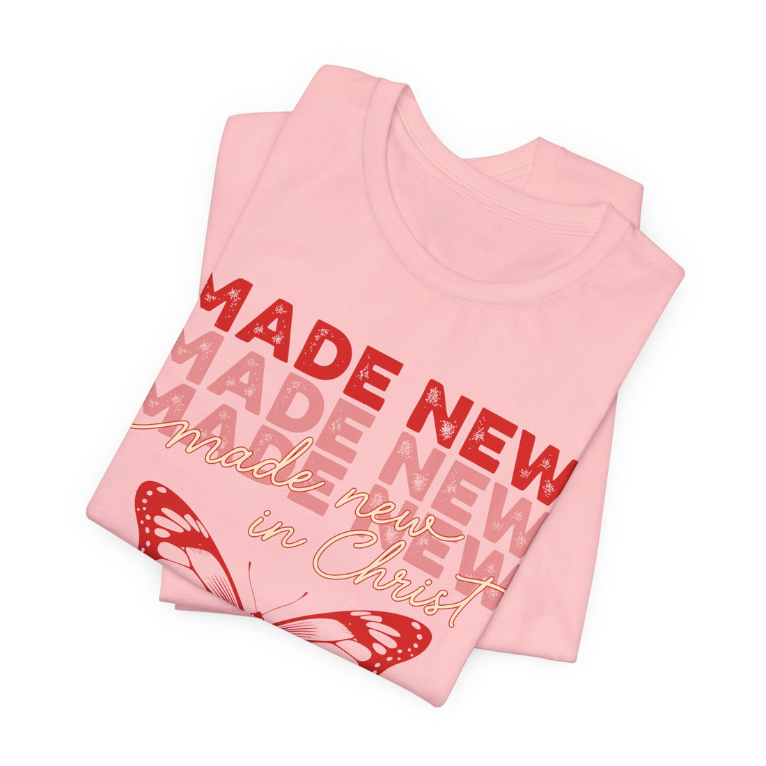 Made New in Christ Shirt – 2 Corinthians 5:17 Bible Verse Tee – Christian Butterfly Graphic Shirt – Faith-Based New Creation T-Shirt