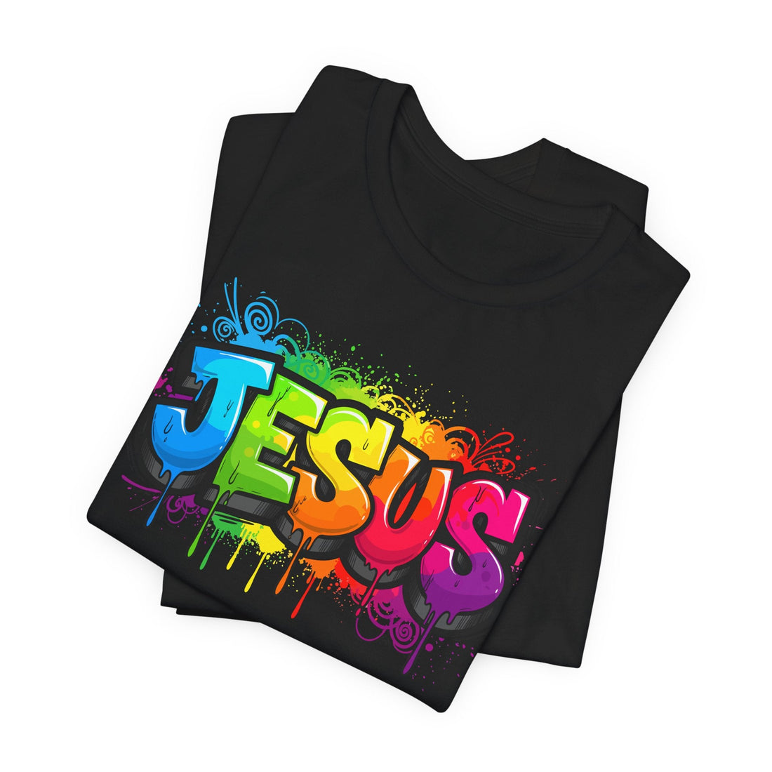 Bold Graffiti Jesus Shirt – Colorful Christian Streetwear Tee – Faith Graphic T-Shirt for Men and Women – Urban Jesus Tee