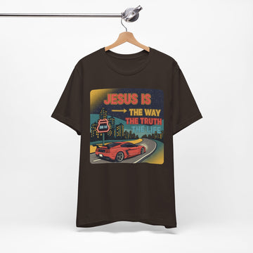 Jesus Is The Way The Truth The Life T-Shirt – Christian Bible Verse John 14:6 Car Graphic Tee – Faith-Based Streetwear