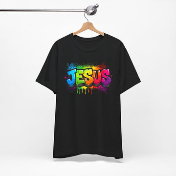 Bold Graffiti Jesus Shirt – Colorful Christian Streetwear Tee – Faith Graphic T-Shirt for Men and Women – Urban Jesus Tee