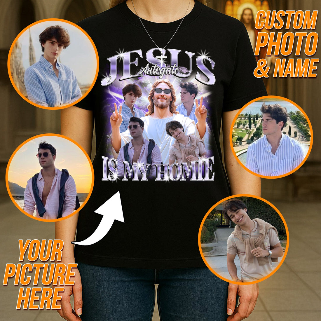 Jesus Is My Homie Custom T-Shirt – Graphic Tee for Men, Trendy Custom Tee Shirt Design, Best Christian Shirt Gift
