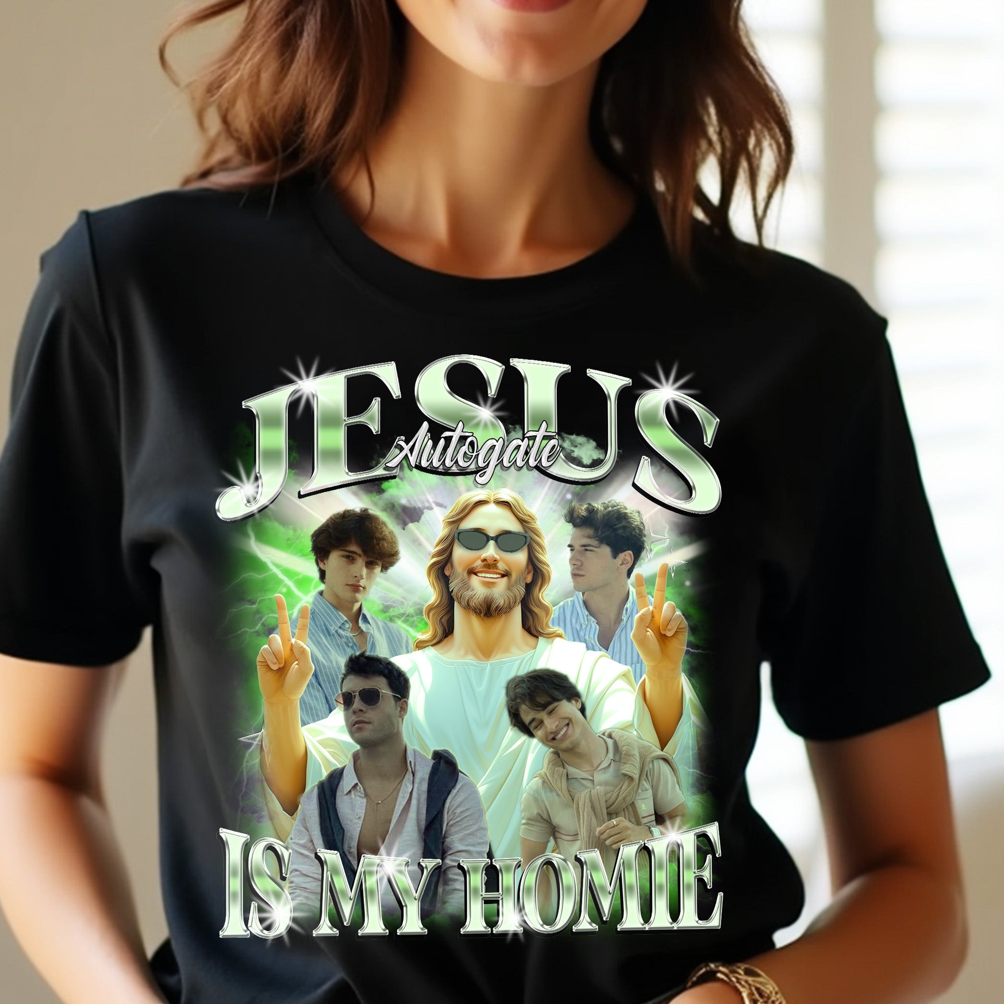 Jesus Is My Homie Custom T-Shirt – Graphic Tee for Men, Trendy Custom Tee Shirt Design, Best Christian Shirt Gift