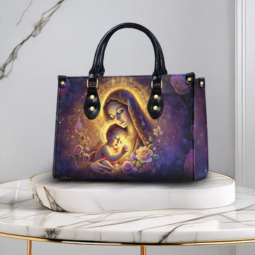 HB81-Mary and Baby Jesus Handbag – Christian Catholic Purse – Blessed Virgin Tote – Religious Gift for Women – Spiritual Mother's Bag