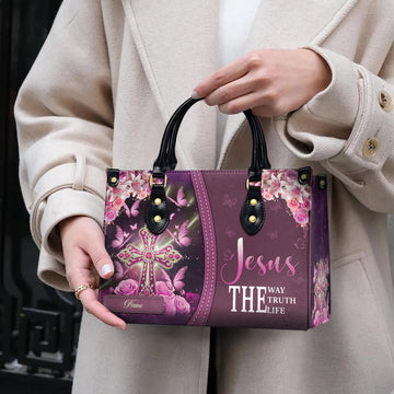 HB80-Custom Faith Over Fear Handbag – Christian Purse with Butterflies & Flowers – Inspirational Gift for Women – Personalized Tote Bag