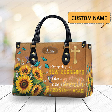 HB139 -It Is Well With My Soul, Christian Handbag, Custom Name, Faith Inspired Leather Purse, Crown and Floral Design
