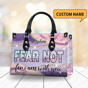 HB125 -Fear Not Bible Verse Handbag, Isaiah 41:10 Christian Tote, Custom Name Faith Purse, Inspirational Scripture Gift for Women