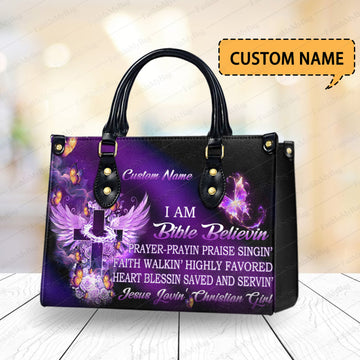 HB51 - Custom Christian Handbag, Bible Believing Quote Bag, Faith Inspired Purse, Jesus Loving Girl Gift, Personalized Religious Tote