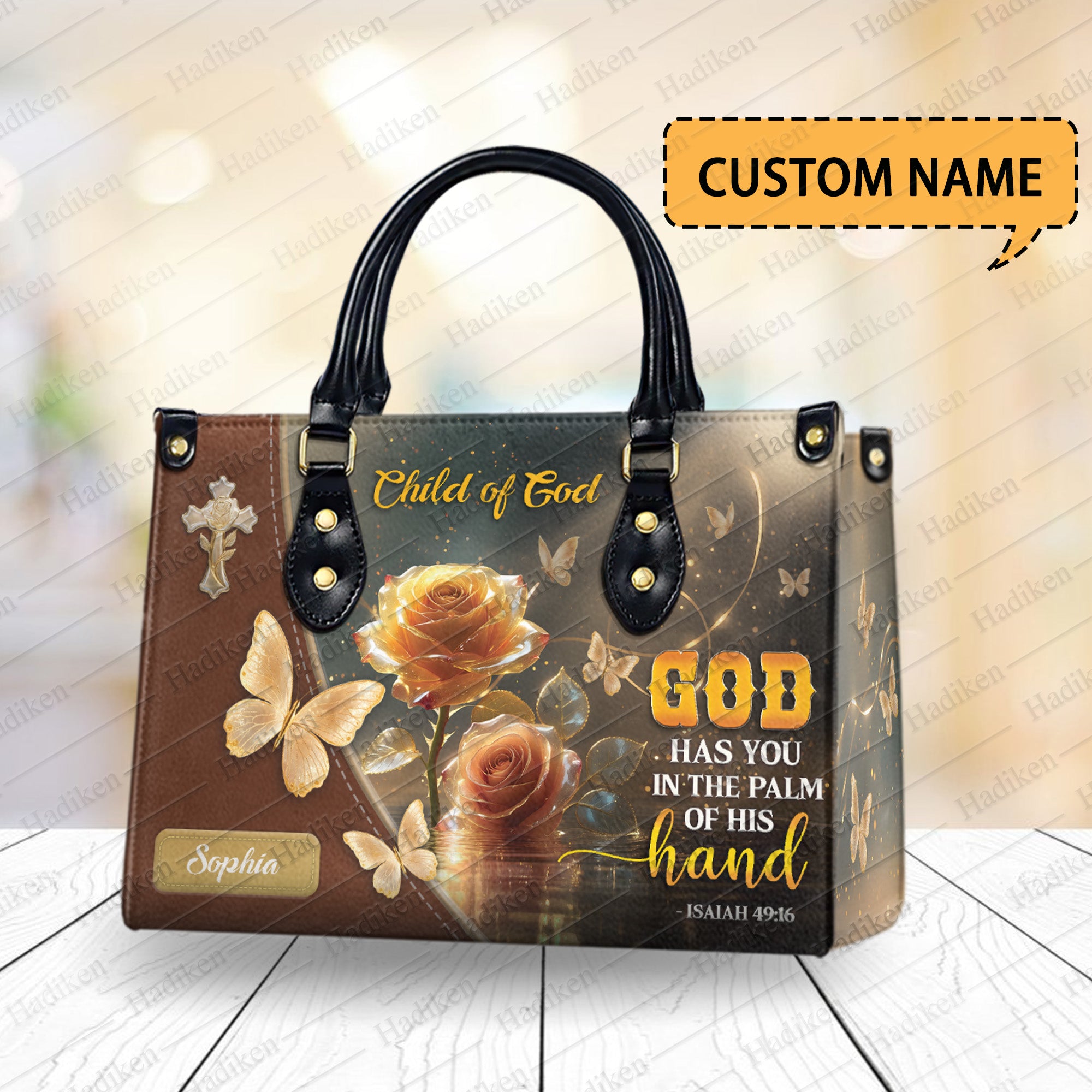 HB69-psalm 136 1 christian handbag, give thanks to the lord custom name purse, purple cross floral faith bag gift for god loving women