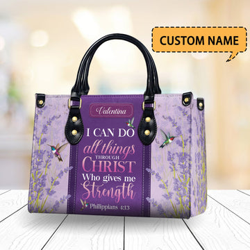 HB76-Custom Name Philippians 4:13 Handbag – I Can Do All Things Through Christ Tote – Christian Floral Purse Gift for Women of Faith