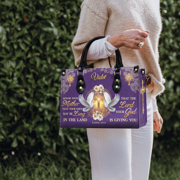 HB38-Personalized Christian Handbag for Women, Faith Bag with Bible Verse Exodus 20:12, Religious Gift for Mom