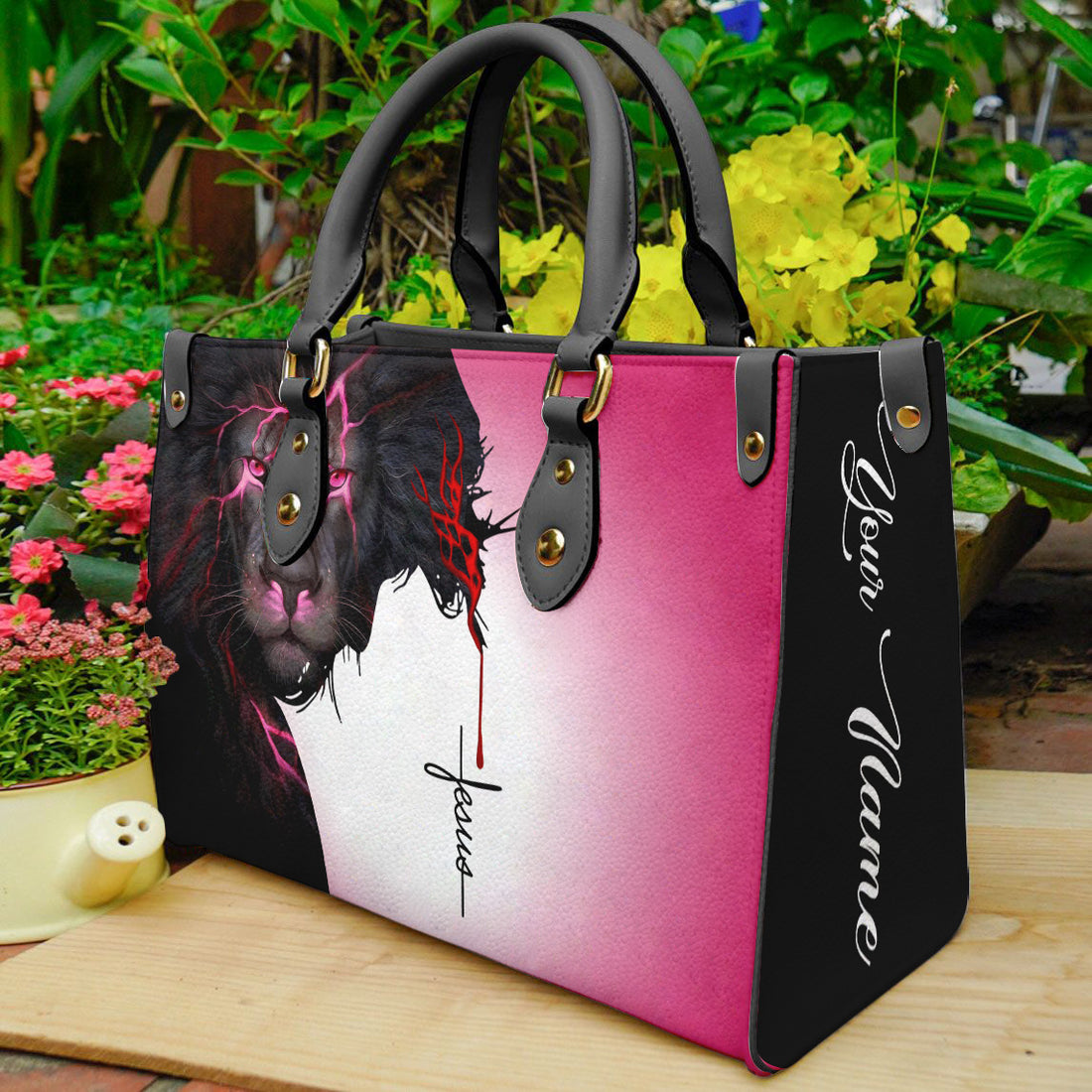 HB56-personalized armor of god handbag for women, christian custom name purse with ephesians 6 10 verse, pink leather faith bag