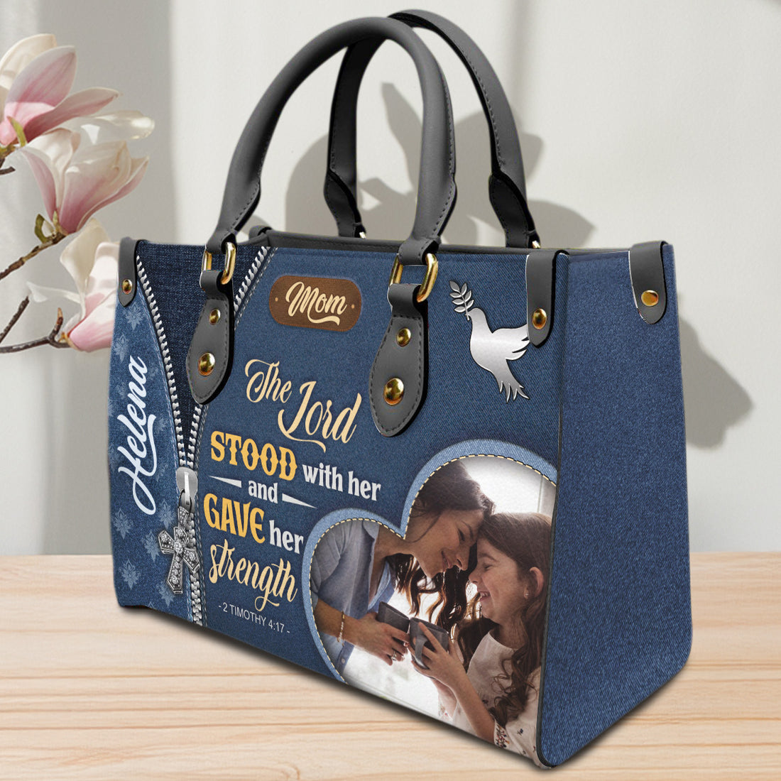 HB30-Personalized Christian Purse for Mom – Bible Verse Bag with Custom Photo & Name