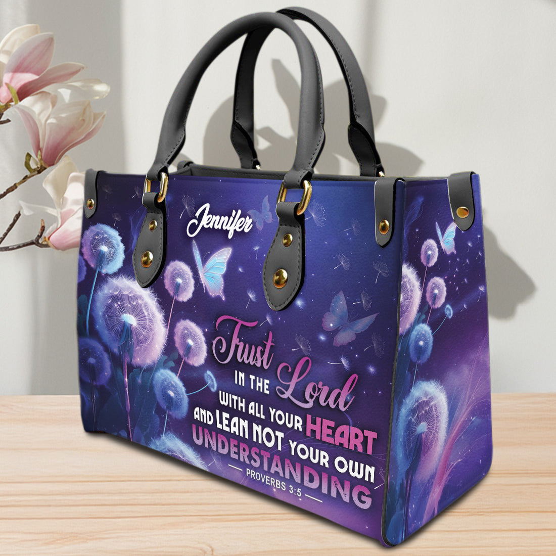 HB28-Custom Christian Handbag, Trust in the Lord Proverbs 3:5 Purse Tote Bag, Gifts for Women, Personalized Bags, Mother's day gift