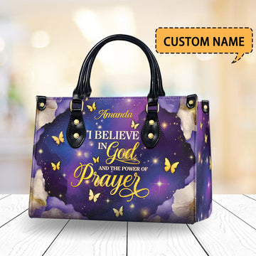 HB21-personalized i belive in God bag – butterfly prayer handbag – christian gift for mom or her
